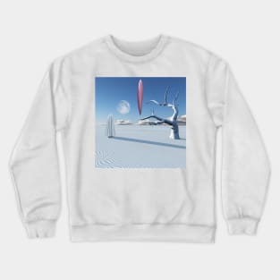 UFO in surreal desert Crewneck Sweatshirt